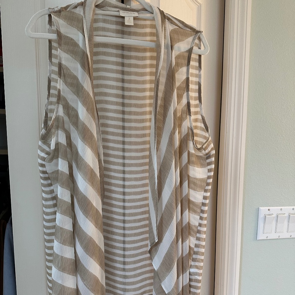 Chico's Striped Semi-sheer Overlay